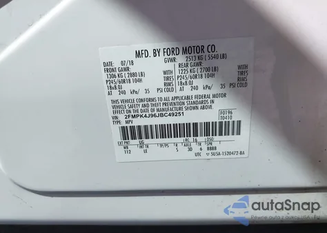 2018 Ford Edge Sel from USA, damaged, VIN 2FMPK4J96JBC49251